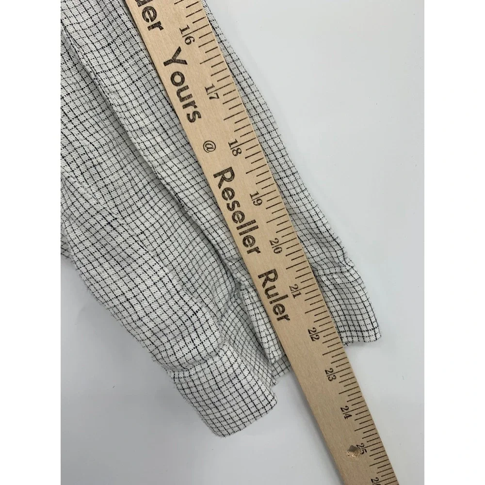 Eileen Fisher Jacket Womens Small Petite White Black Check Organic Linen Button
